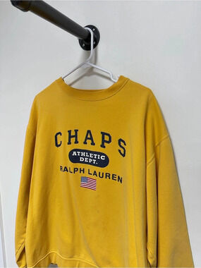 Vintage Chaps Ralph Lauren Athletic Dept Sweatshirt Yellow USA Flag